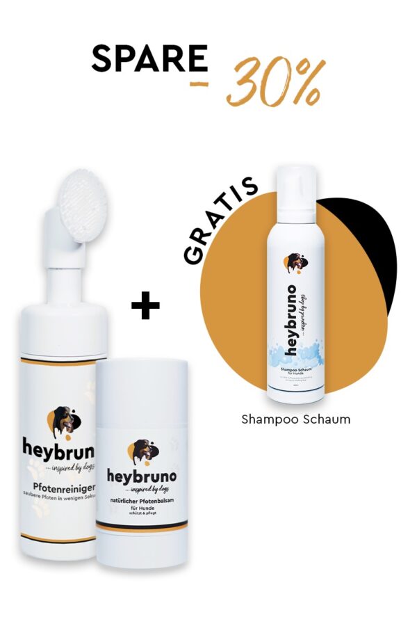 heybruno bundle pfotenreiniger pfotenschaum gratis shampoo